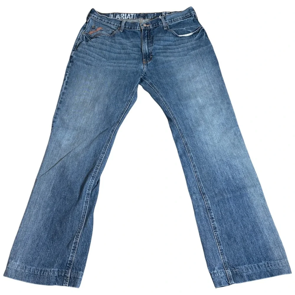 Ariat M4 Bootcut Jeans Men 38x33 Blue Denim Rodeo Denim Low Rise Med Wash Casual